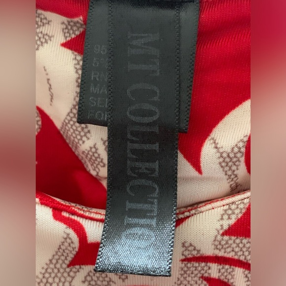 MT COLLECTION Women’s Red with Cream Print Tank Maxi Dress Size: Medium - Picture 5 of 6